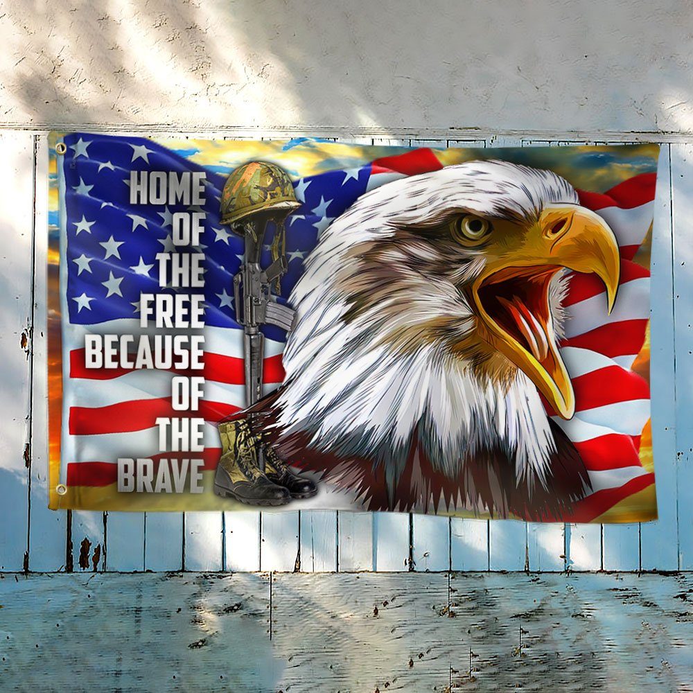 Eagle American Grommet Flag, Home Of The Free Because Of The Brave QNK1056GF - Image 4