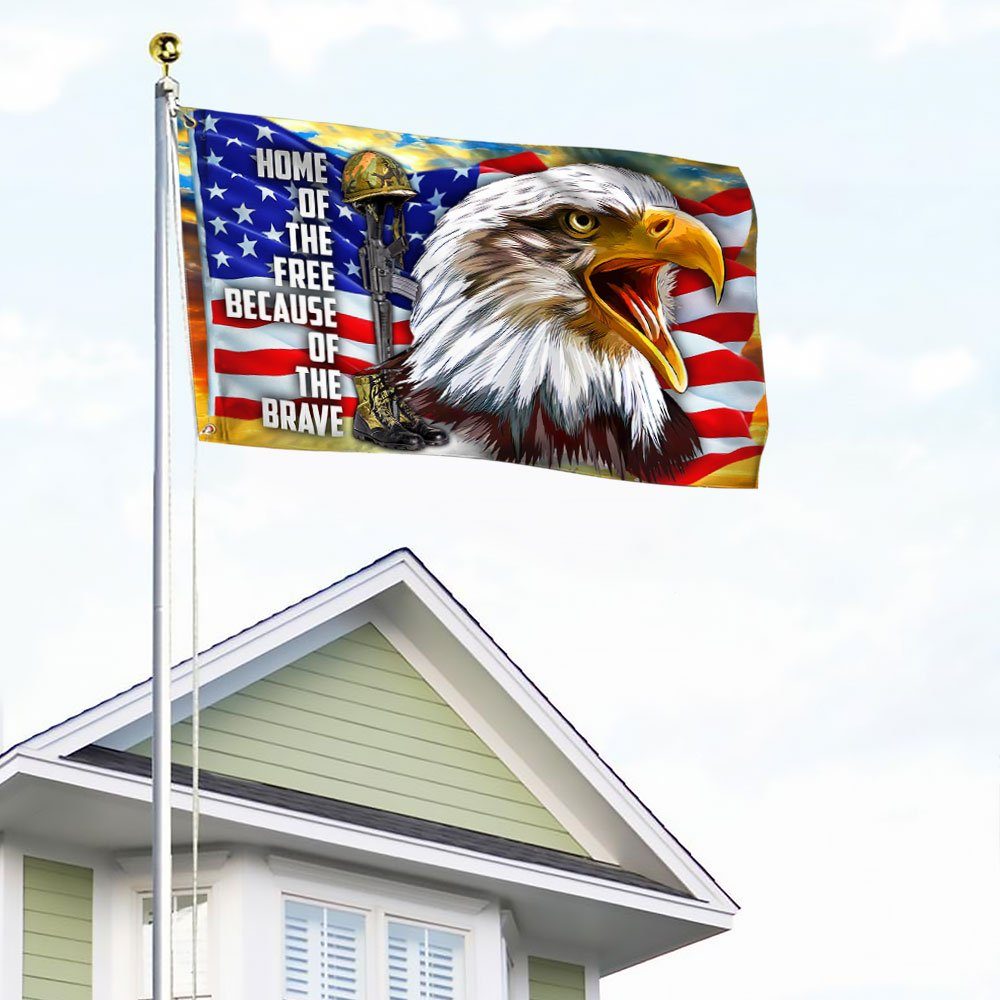 Eagle American Grommet Flag, Home Of The Free Because Of The Brave QNK1056GF - Image 5