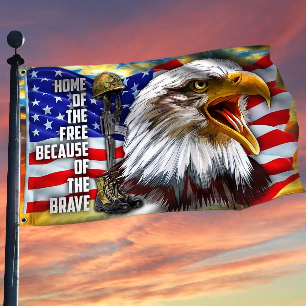 Eagle American Grommet Flag, Home Of The Free Because Of The Brave QNK1056GF - Image 2