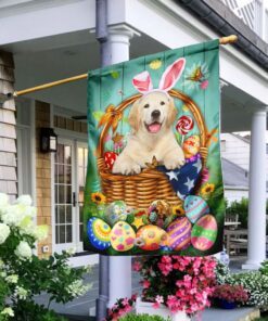 Easter Bunny Eggs Golden Retriever Flag