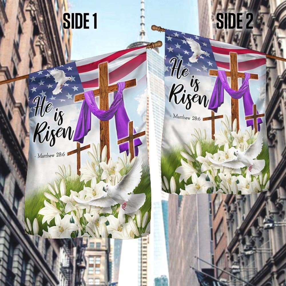 Easter Christian Cross Jesus Christ He Is Risen Flag MLN920F - Image 2