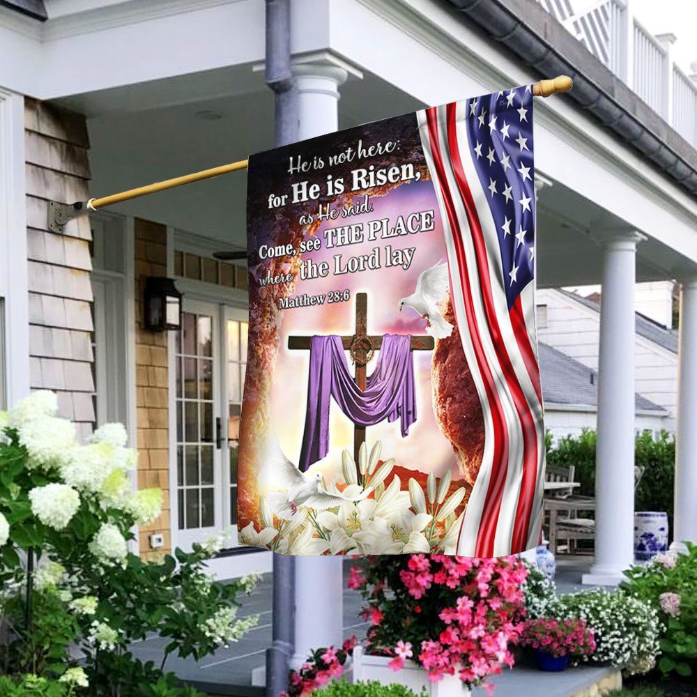 Easter Cross Flag Religious He is Risen, Christian American Flag TPT592F