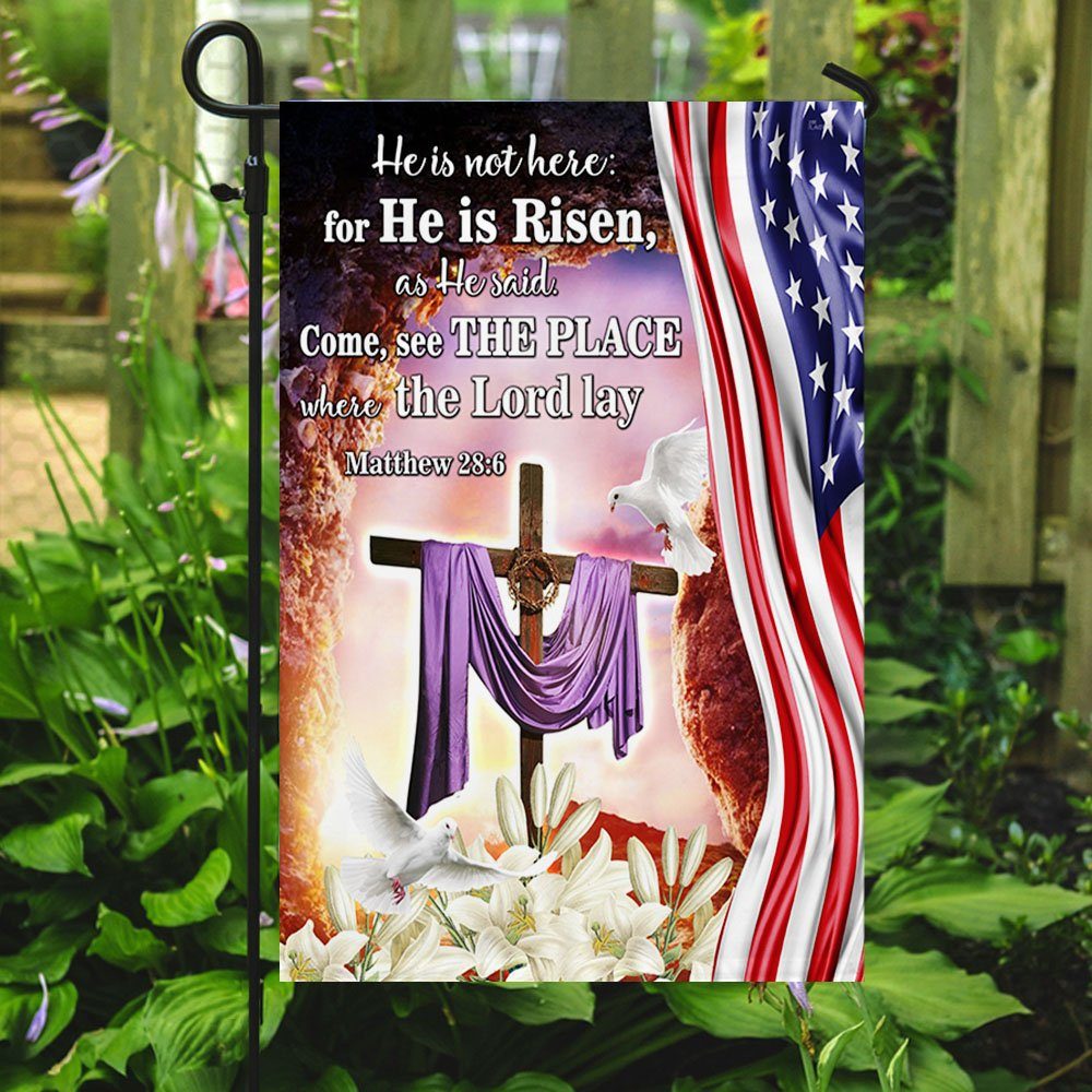 Easter Cross Flag Religious He is Risen, Christian American Flag TPT592F - Image 3