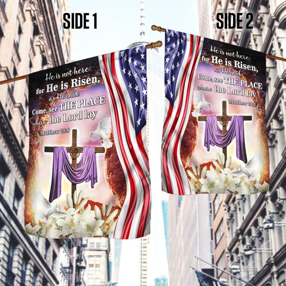 Easter Cross Flag Religious He is Risen, Christian American Flag TPT592F - Image 2