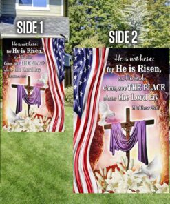 easter cross flag religious he is risen, christian american flag tpt592f 7514
