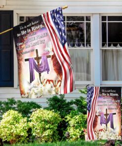 easter cross flag religious he is risen, christian american flag tpt592f 8917