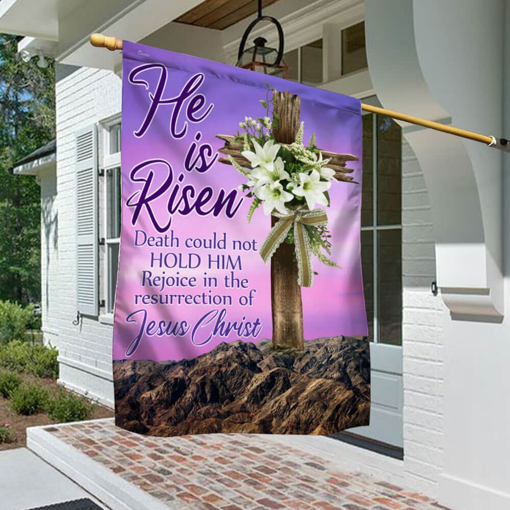 Easter Day Christian Flag He Is Risen Death Could Not Hold Him Rejoice In The Resurrection Of Jesus Christ Flag MLN1058F - Image 2