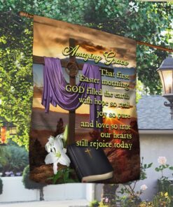 easter flag, amazing grace jesus christian cross qnv32f 1263