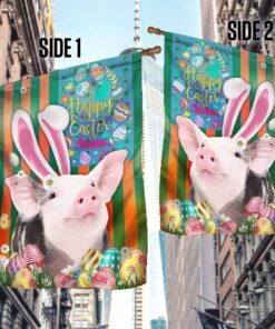 Easter Flag Happy Easter Pig With Bunny Ears BNL575F