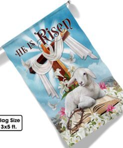 easter flag he is risen christian cross lamb tqn1007f 5952