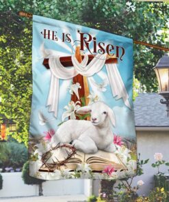 easter flag he is risen christian cross lamb tqn1007f 7715