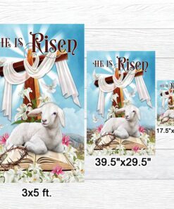 easter flag he is risen christian cross lamb tqn1007f 8761