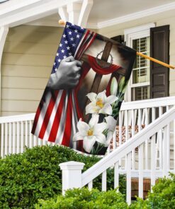 easter lilies christian cross american us flag 2759