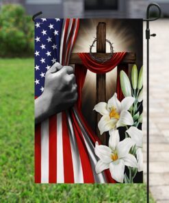 easter lilies christian cross american us flag 4279
