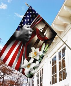 easter lilies christian cross american us flag 7205