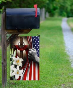 easter lilies christian cross american us flag 8095