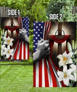 easter lilies christian cross american us flag 8119