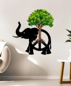 Elephant Hanging Metal Sign Hippie Forest Peace LNT68MS