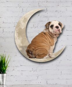english bulldog dog and moon hanging metal sign qnk879msv29 2671