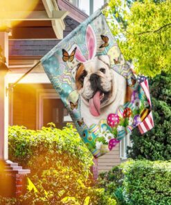 english bulldog happy easter flag 1641