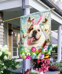 English Bulldog Happy Easter Flag