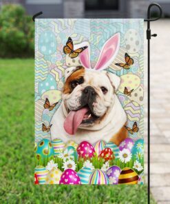english bulldog happy easter flag 4321