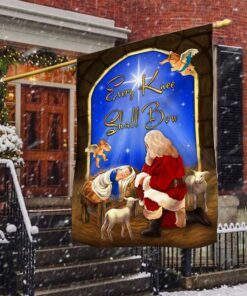 Every Knee Shall Bow Santa Claus Jesus Christmas Flag TQN693F