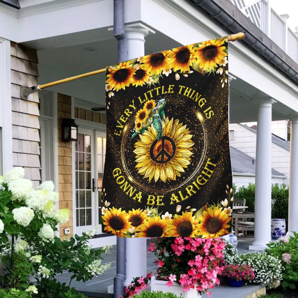 Every Little Thing Is Gonna Be Alright Turtle Hippie Flag