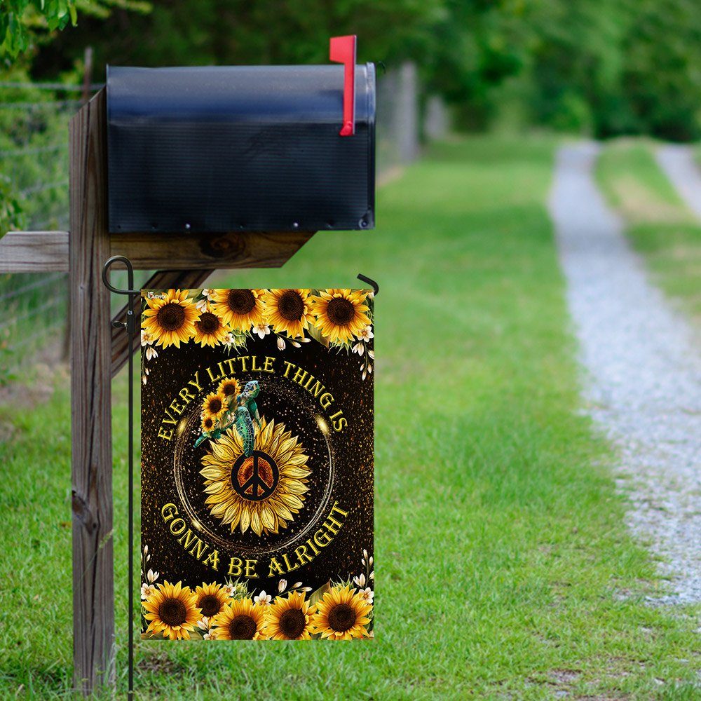 Every Little Thing Is Gonna Be Alright Turtle Hippie Flag - Image 9