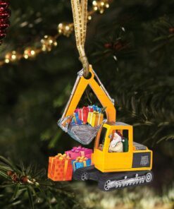 Excavator Heavy Equipment Christmas Ornament Santa Claus Gift QNK599O