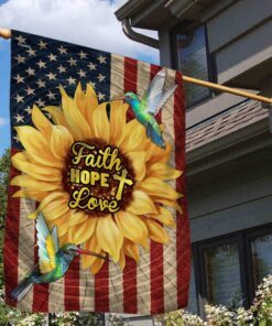 faith, hope, love, hummingbirds sunflower american flag tpt98f 1685