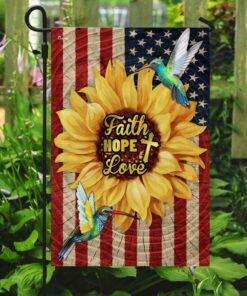 faith, hope, love, hummingbirds sunflower american flag tpt98f 4509
