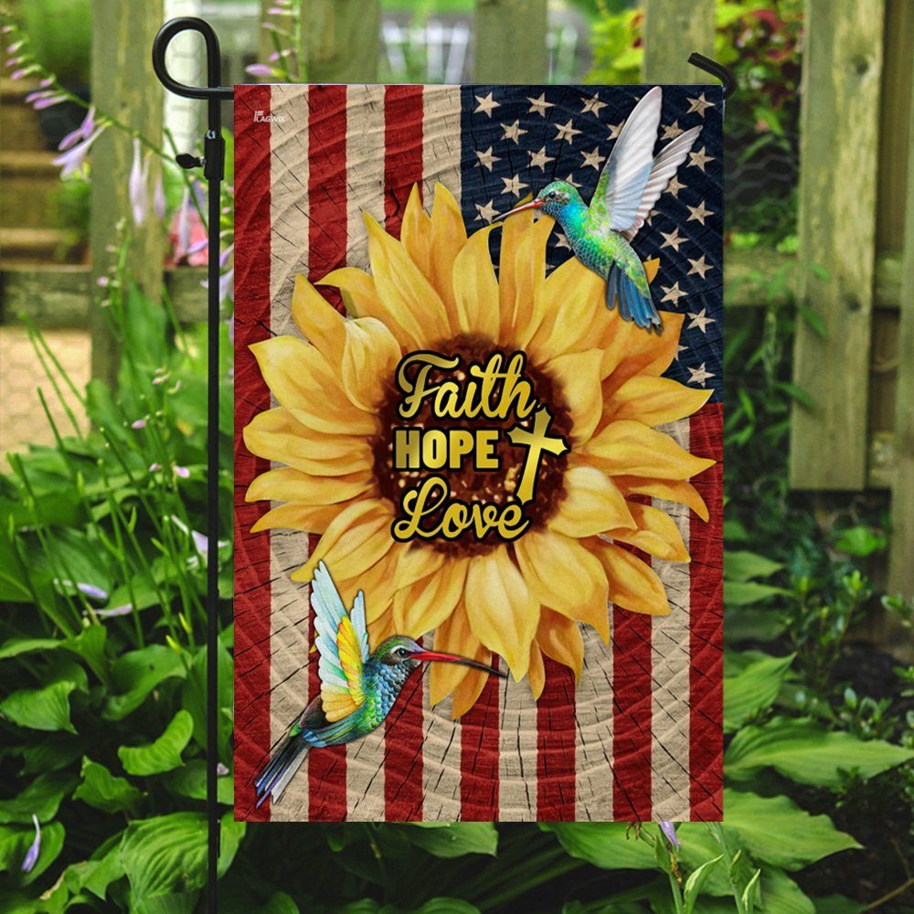 Faith, Hope, Love, Hummingbirds Sunflower American Flag TPT98F - Image 6