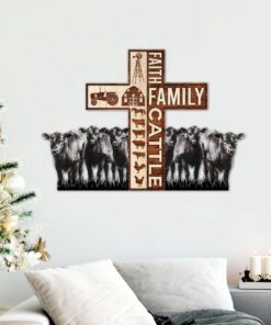 Faith Family Cattle American Hanging Metal Sign DDH2956MS