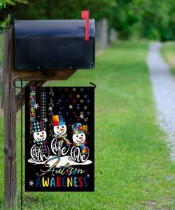 faith hope love autism awareness snowman christmas flag 1311