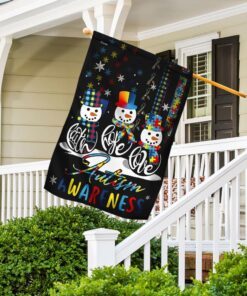 faith hope love autism awareness snowman christmas flag 5382