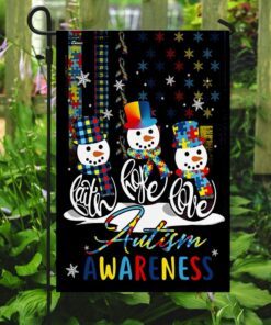 faith hope love autism awareness snowman christmas flag 7186