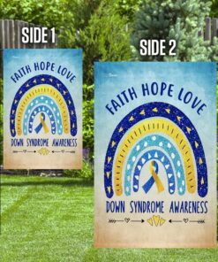 faith hope love down syndrome awareness flag 4522