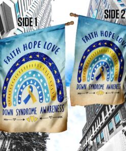 faith hope love down syndrome awareness flag 8331