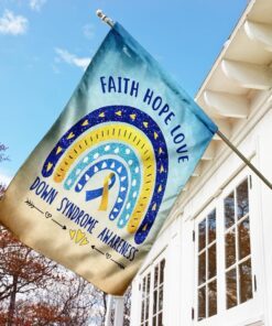 faith hope love down syndrome awareness flag 8963