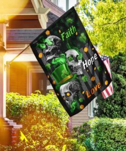 faith hope love irish skull flag 1643