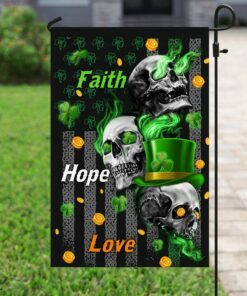 faith hope love irish skull flag 3417
