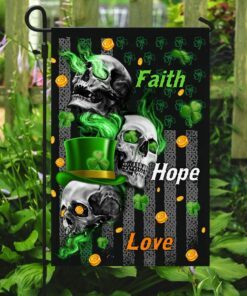 faith hope love irish skull flag 3503