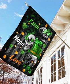 faith hope love irish skull flag 3563