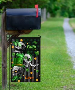faith hope love irish skull flag 6230