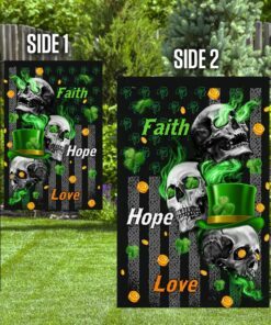 faith hope love irish skull flag 7760