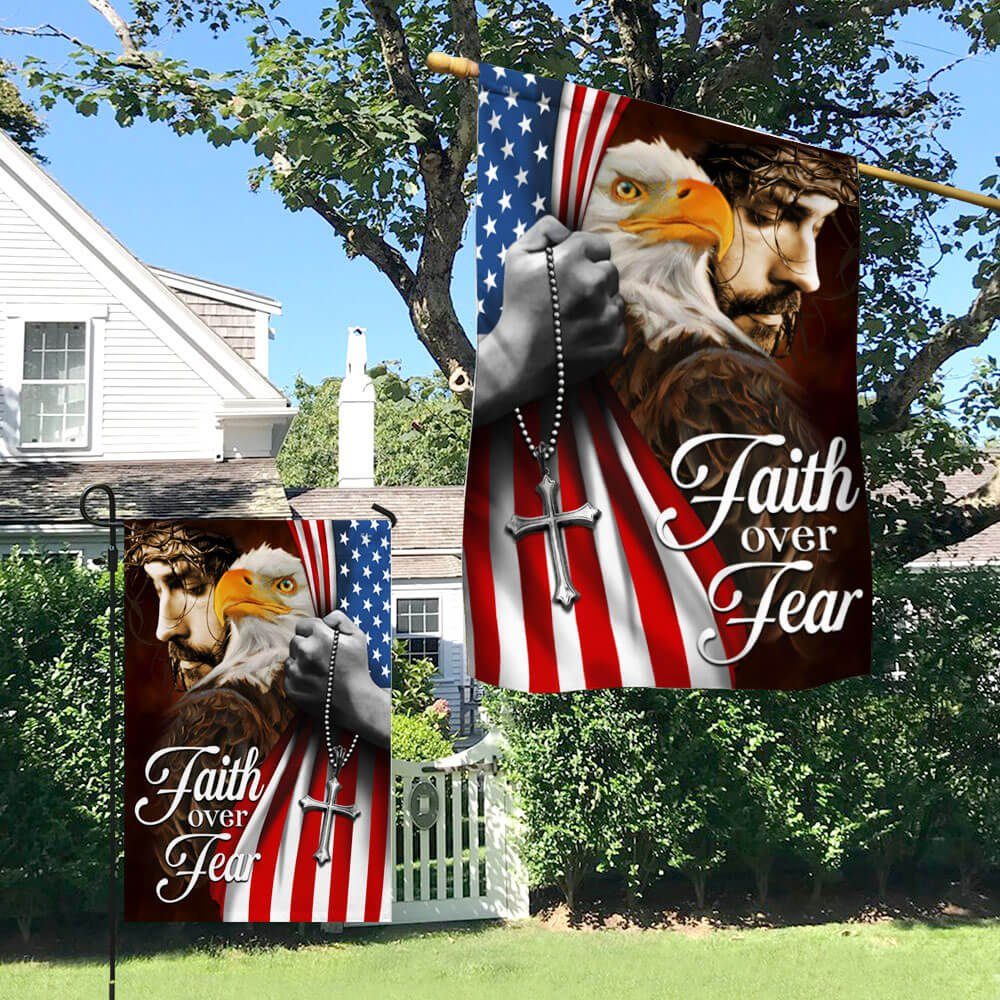 Faith Over Fear, Jesus Christ American Eagle Flag TPT663F - Image 4