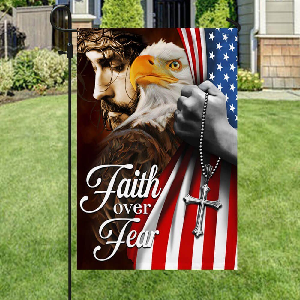 Faith Over Fear, Jesus Christ American Eagle Flag TPT663F - Image 6