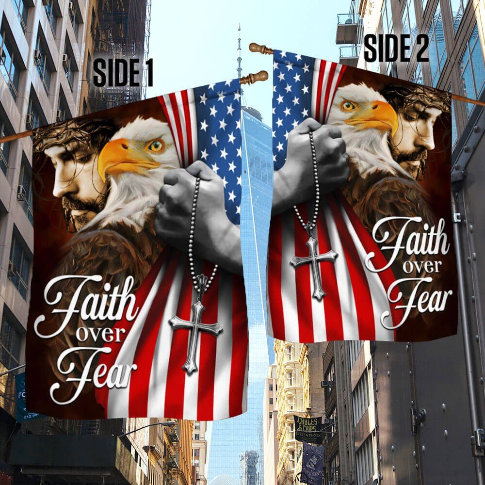 Faith Over Fear, Jesus Christ American Eagle Flag TPT663F - Image 3