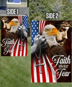 faith over fear, jesus christ american eagle flag tpt663f 8045